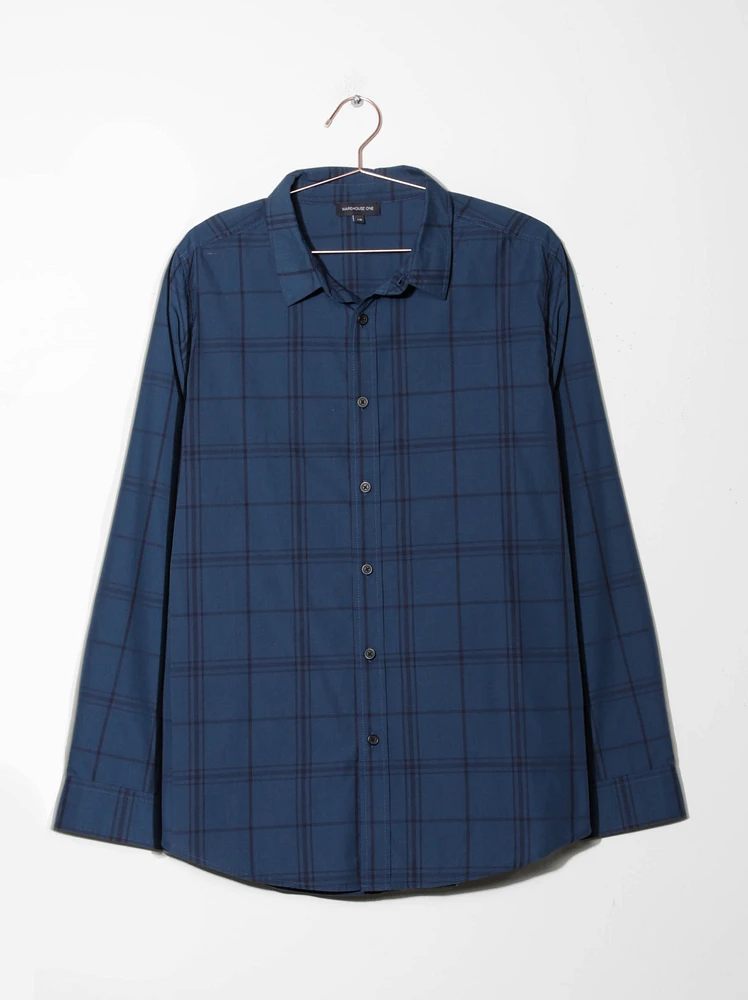 Men's Blue Plaid Shirt