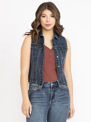 Women's Medium dark wash Cropped Denim Vest