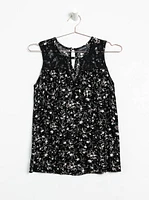 Women's Ditsy Floral Keyhole Tank