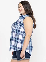 Women's Sleeveless Plaid Shirt