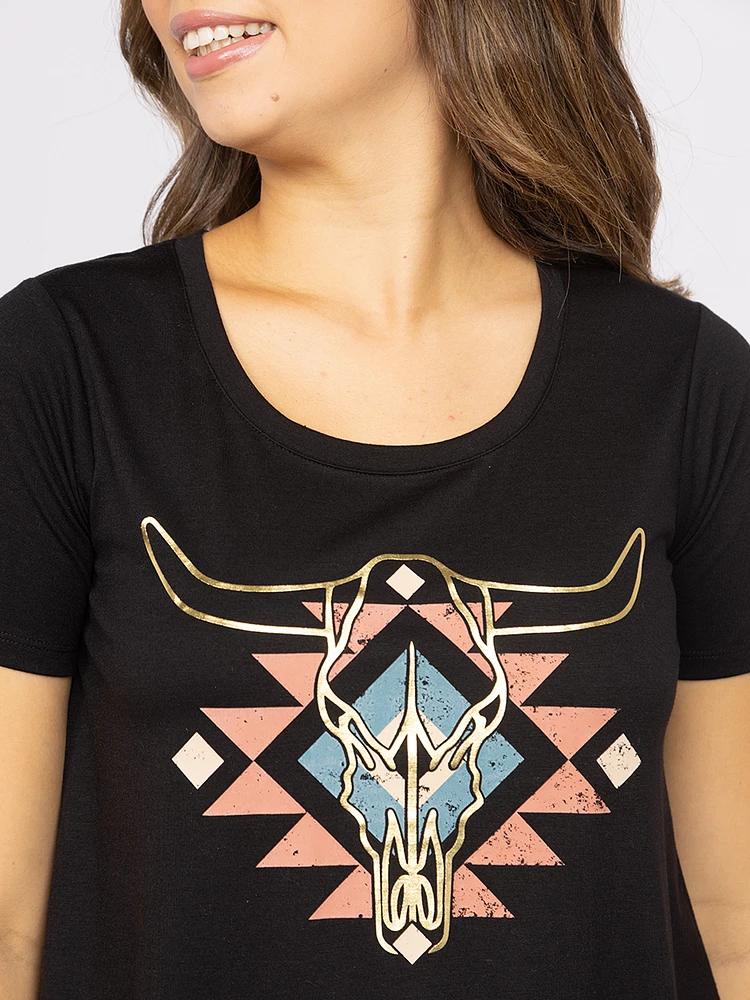 Women's Bull Head Scoop Neck Tee