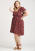 Women's Floral Flutter Sleeve Dress