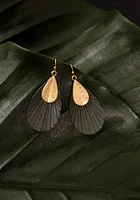 Leather and Gold Tear Drop Earring