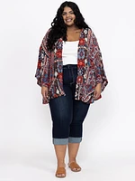 Women's Geometric Ruffle Cardigan