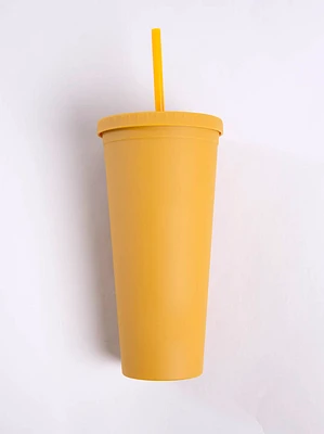 24oz Rubber Coated Mustard Tumbler