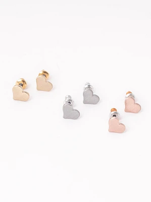 Women's Brushed Metal Heart Earrings