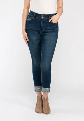 Women's 2 Button High Rise Cuffed Skinny Crop