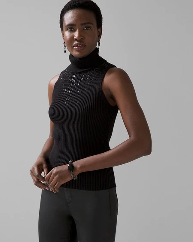 White House Black Market Beaded Mock Neck Sweater | The Summit