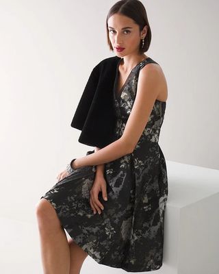 Petite Jacquard Fit And Flare Dress