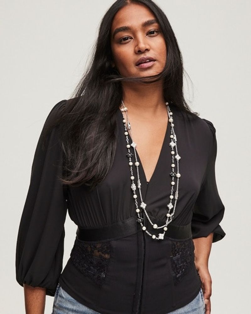White House Black Market Lace Inset Corset Blouse | The Summit