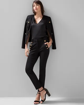 Petite WHBM® Jolie Button Straight Lux Stretch Pant