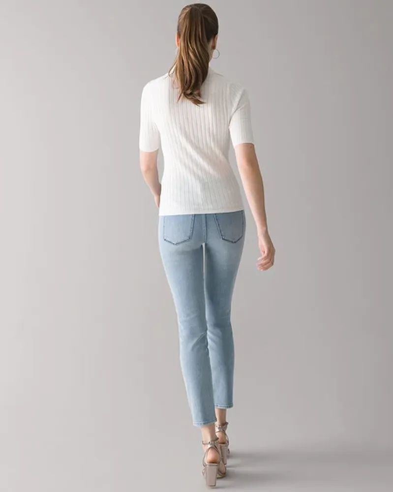 Cashmere-Blend Button Polo Sweater