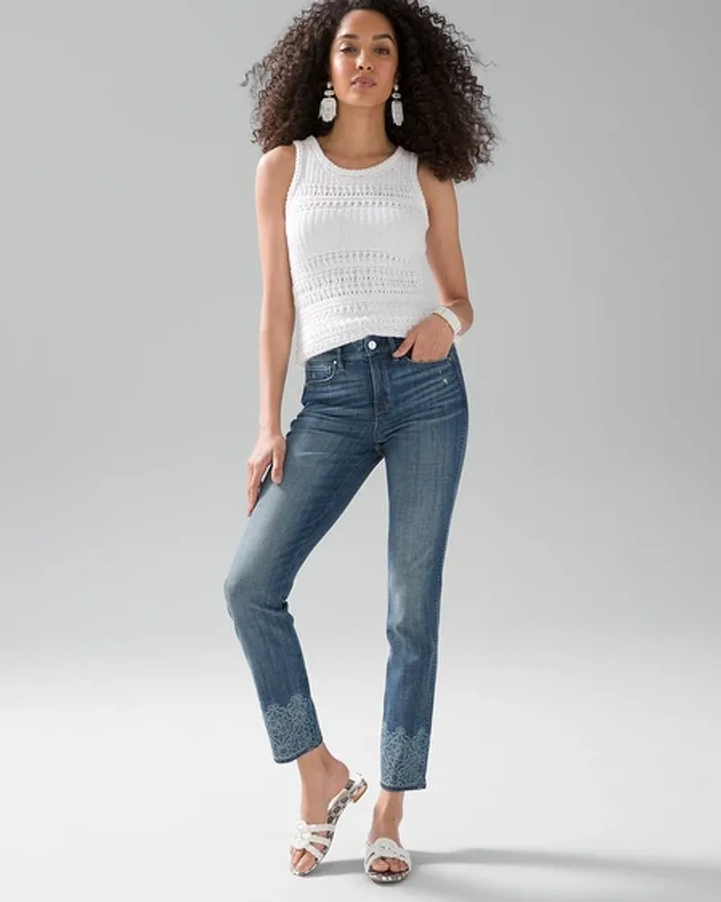 White House Black Market Petite High Rise Everyday Soft Denim™ Beaded Hem  Jeans