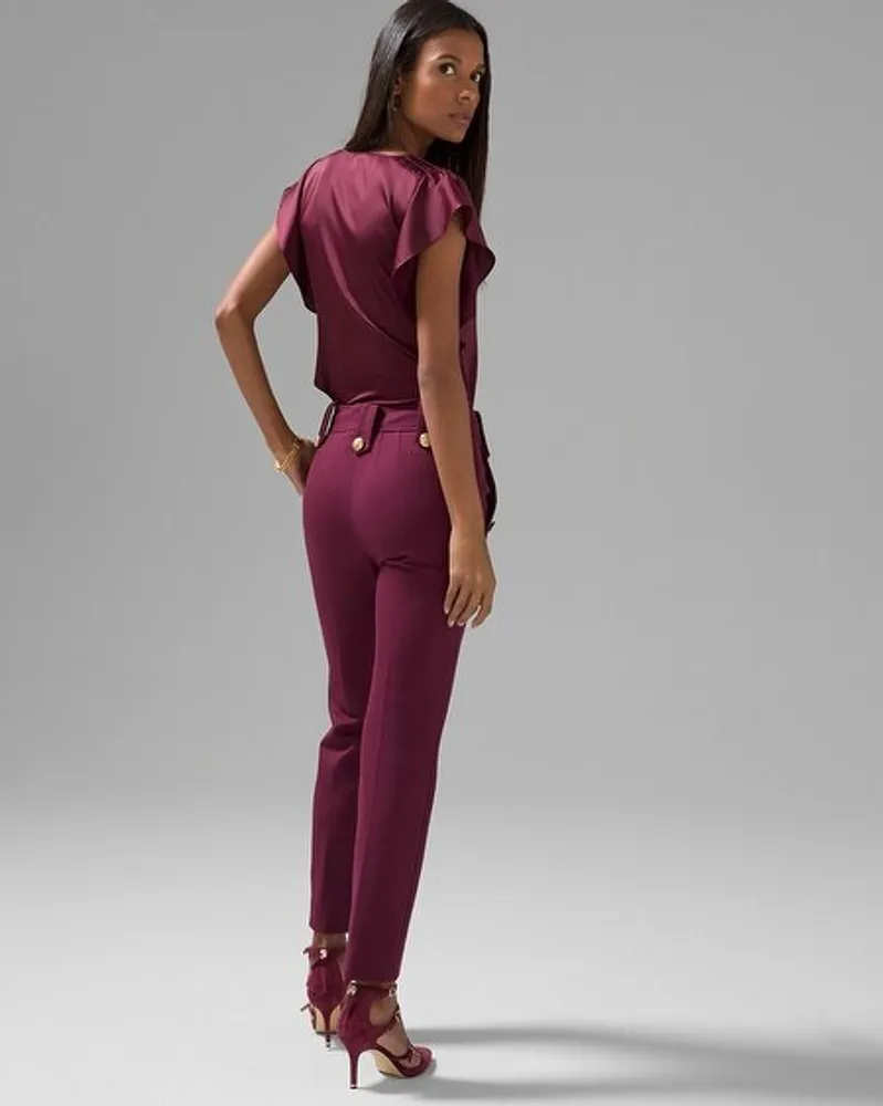 WHBM® Jolie Button Straight Luxe Stretch Pant