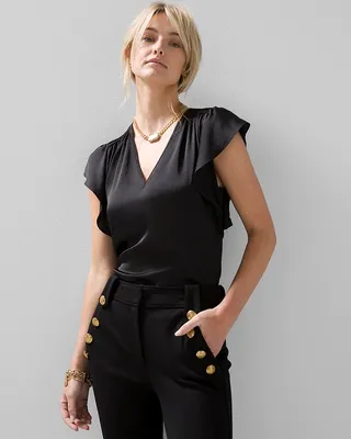Flutter-Sleeve V-Neck Top