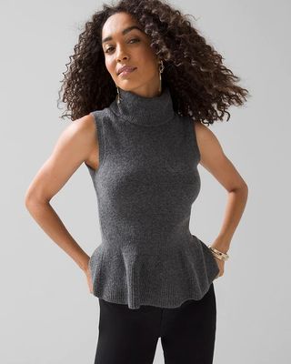 Sleeveless Turtleneck Peplum Sweater