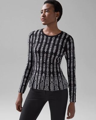 Black + White Striped Peplum Sweater