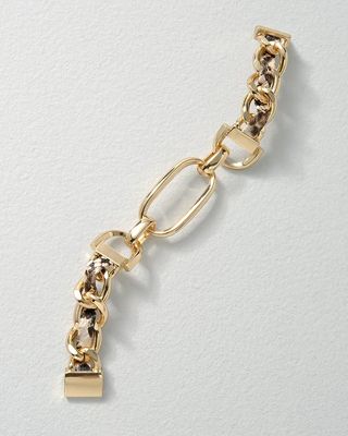 Goldtone + Leather Bracelet