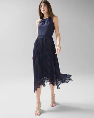 Sleeveless Lace-Trim Midi Dress