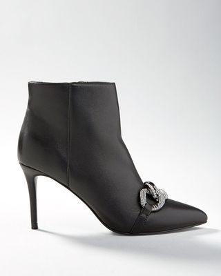Hematite Chain Mid-Heel Bootie