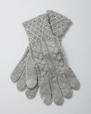 Faux Pearl Embellished Gloves