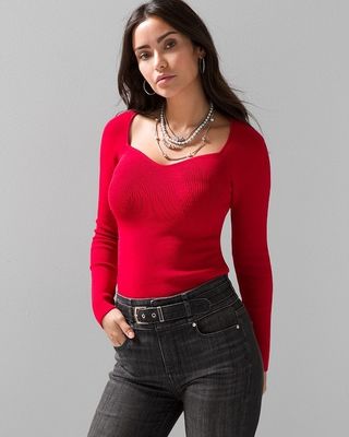 Ribbed Sweetheart Sweater