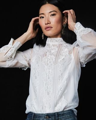 Organza Lace Trimmed Blouse