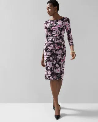 Long-Sleeve Reversible Mesh Sheath Dress