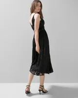 Sleeveless Deep V-Neck Burnout Midi Dress