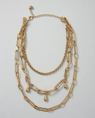 Multi-Strand Convertible Goldtone Chain Necklace