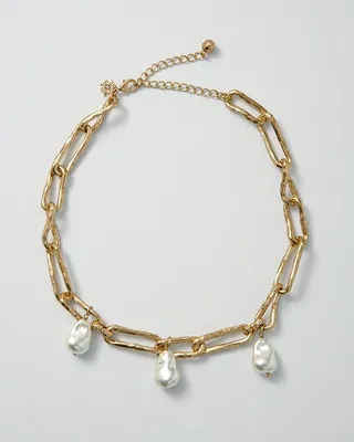 Goldtone + Freshwater Pearl Necklace