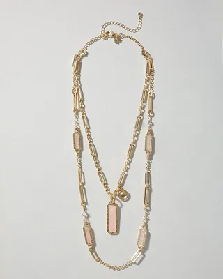 Convertible Goldtone Rose Quartz Necklace