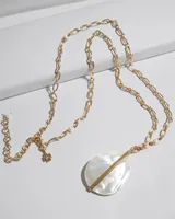 Goldtone & Mother of Pearl Pendant Necklace