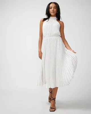 Pleated Midi Halter Dress
