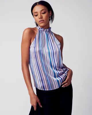 Ruffle-Neck Halter Top