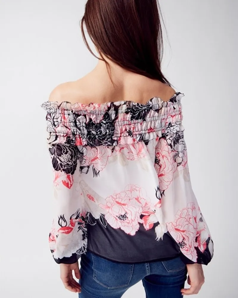Off-the-Shoulder Ruffle-Sleeve Blouse