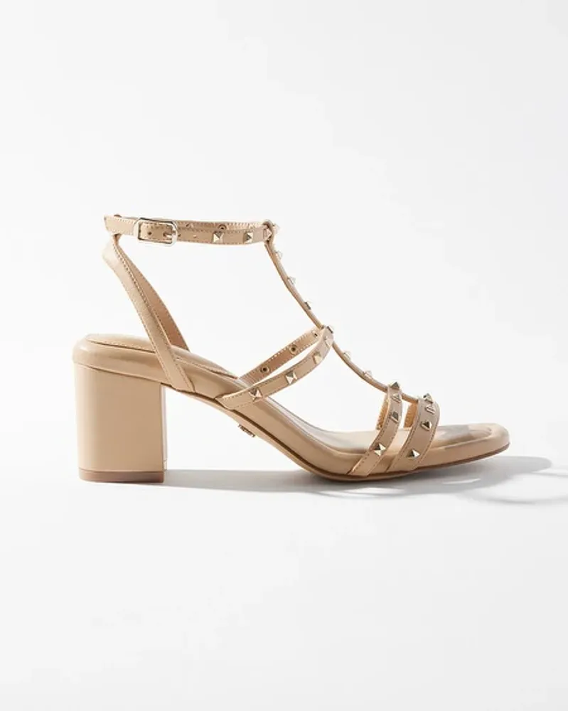 White House Black Market Brooklyn Strappy Studded Mid-Heel Sandal