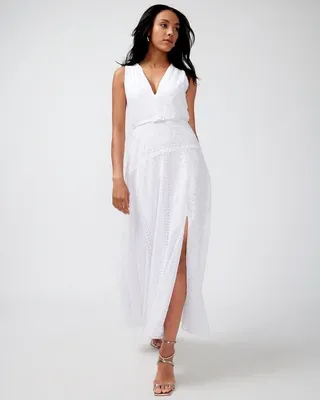 Petite Eyelet Maxi Dress with Slit