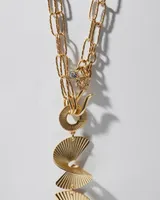 Goldtone Fan Convertible Y-Necklace