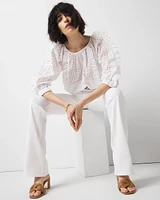 Petite Eyelet & Ruffle Blouse