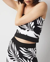 Petite Linen-Blend Palm Print Cropped Wide Leg Pant