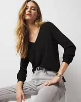 Relaxed Cashmere-Blend V-Neck Sweater