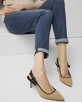 Canvas Slingback Kitten Heel Pump