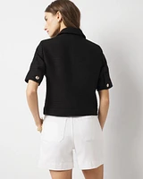 Petite Short-Sleeve Tweed Jacket
