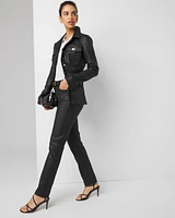 High-Rise Straight Coated Denim Jeans