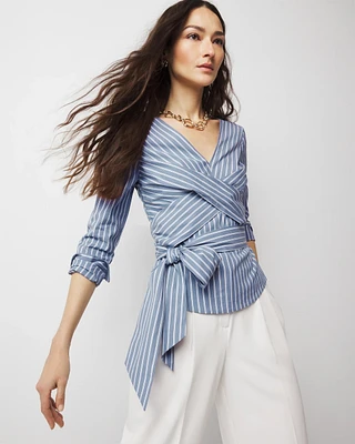 Petite Twist-Front Tie-Waist Blouse