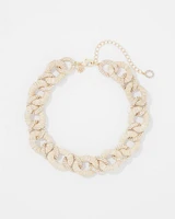 Natural Raffia + Crystal Link Necklace