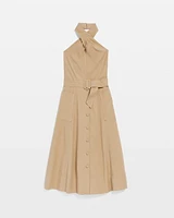 Halter Trench Midi Dress