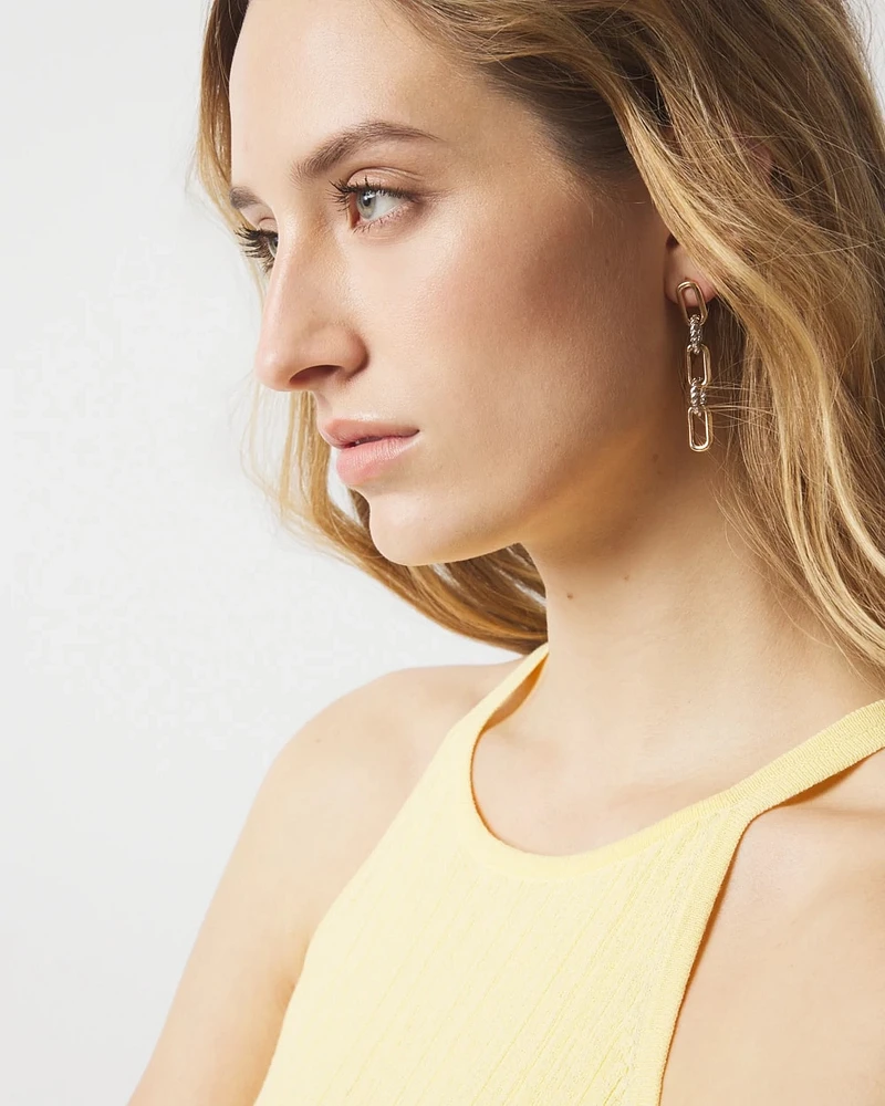 Mixed Metal Links Drop Earrings
