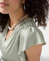 Flutter-Sleeve V-Neck Top